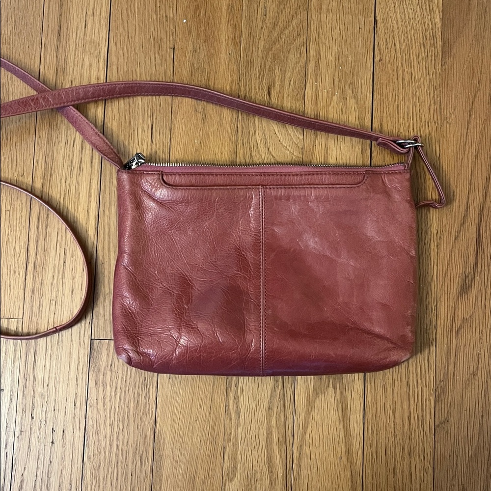 HOBO THE Original Distressed Red / Pink Leather Crossbody Purse Bag